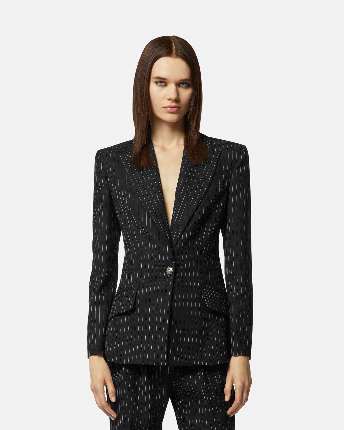 Pinstripe Baroque Buckle Blazer - 4