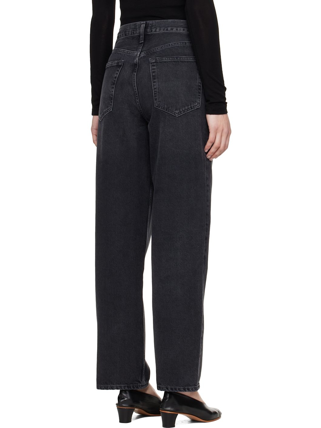 Black V-Waist Baggy Jeans - 3