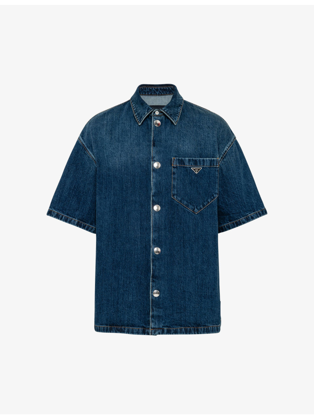 Brand-plaque relaxed-fit denim shirt - 1
