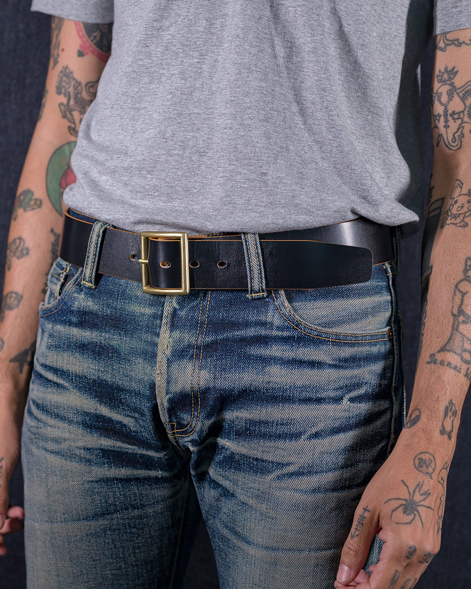 OGL-BELT-VTG1.75-BLK OGL Vintage 1.75" Leather Belt - Hand-Dyed Black - 2
