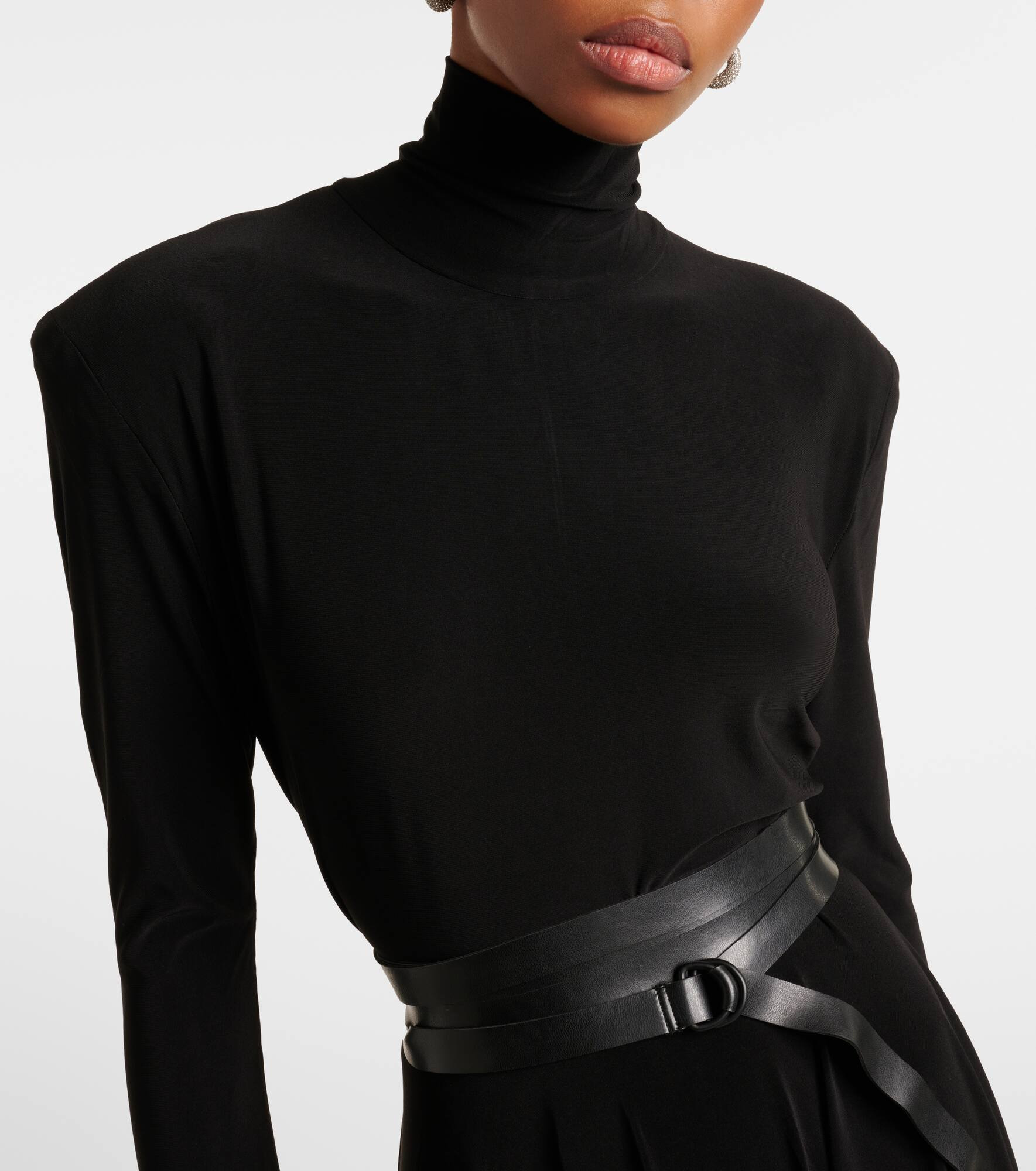 Belted turtleneck midi dress - 4