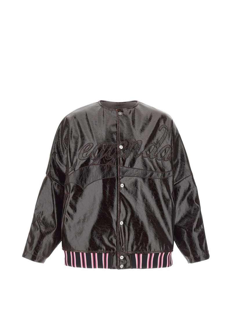 Leggenda Due embroidered logo striped jacket 1