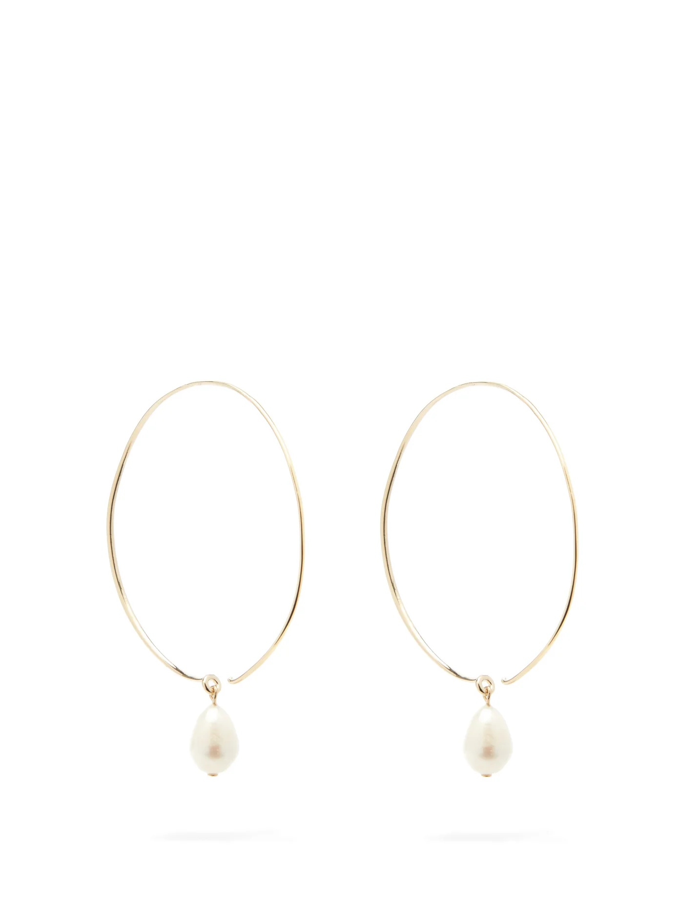 Large pearl-drop hoop earrings - 3