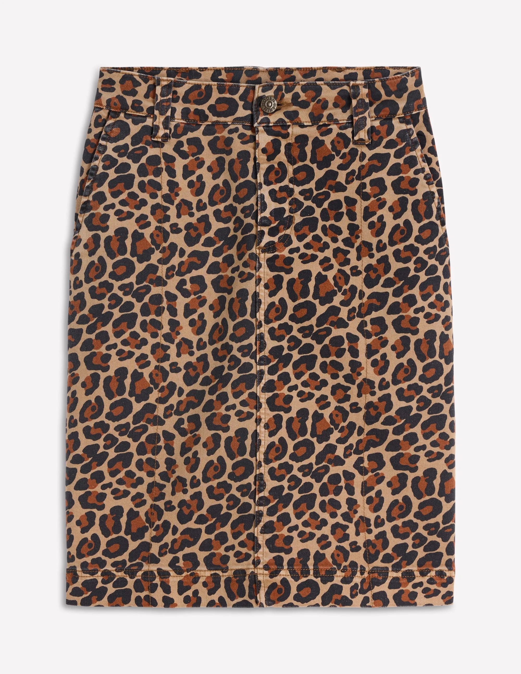 Straight Denim Skirt-Animal Print - 1