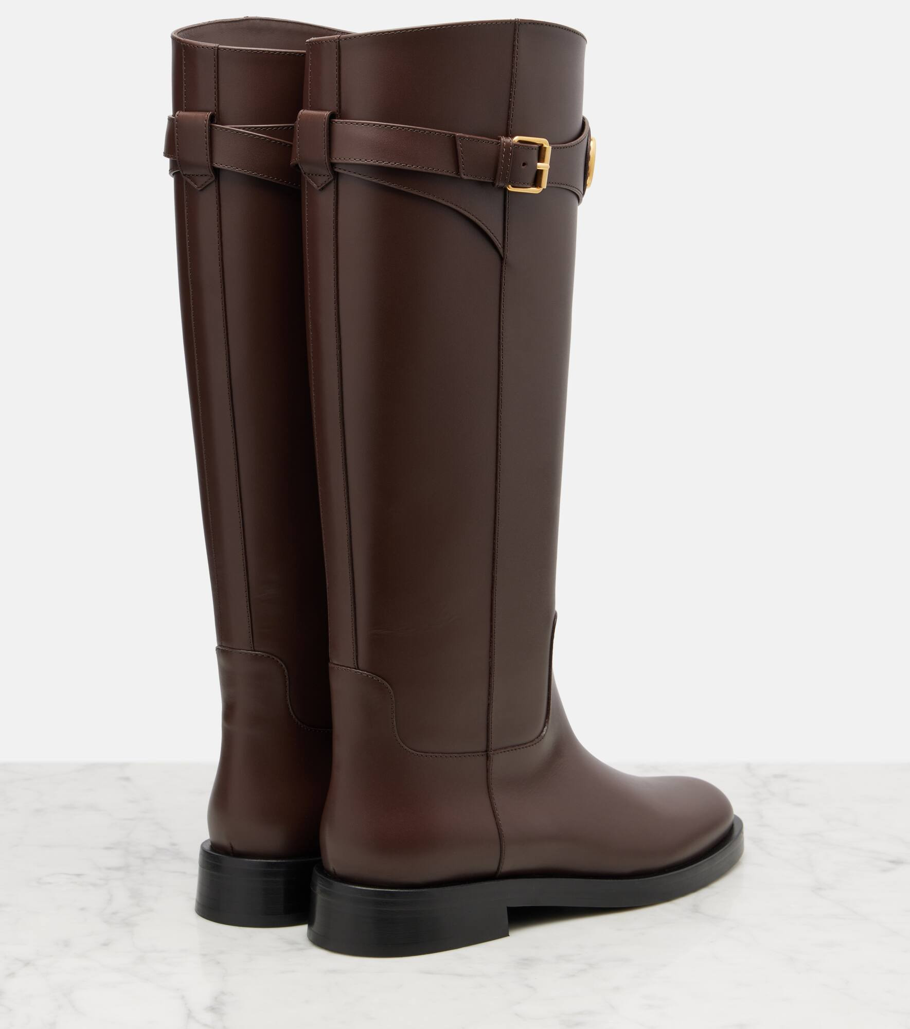 VLogo leather knee-high boots - 2