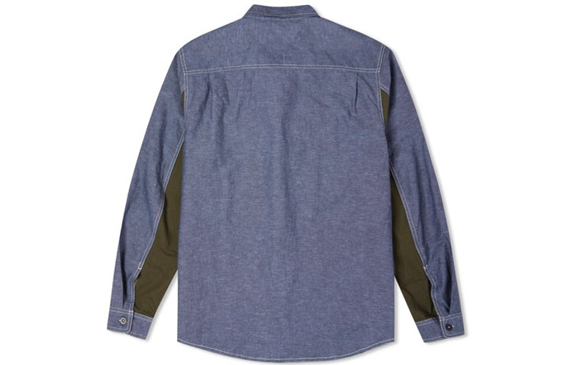 Converse Men's Converse Flowers Small Logo Retro Splicing Contrasting Colors Woven Shirt Jacket Blue 10024167 outlook