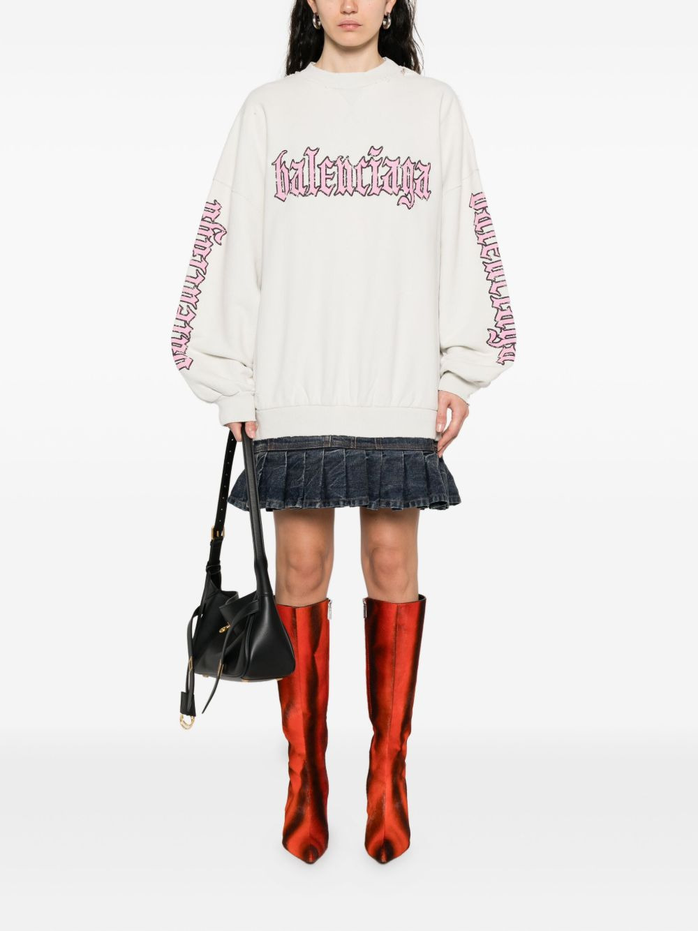 pleated-hem logo dress - 2