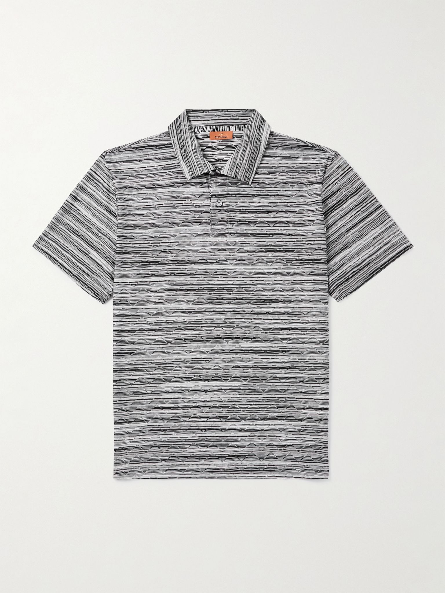 Space-Dyed Cotton Polo Shirt Gray - 1
