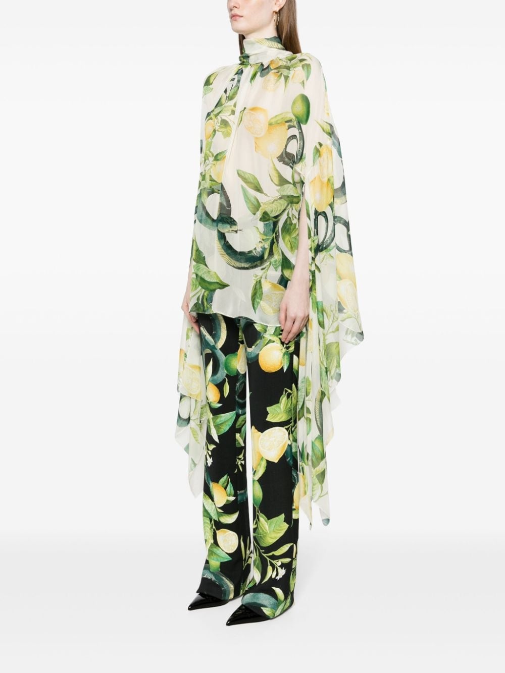 Lemon-print elongated-sleeve blouse - 3