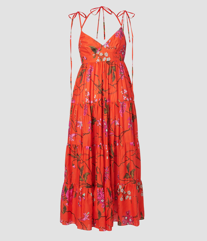 STRAPLESS LONG TIERED DRESS WITH TIES - 1