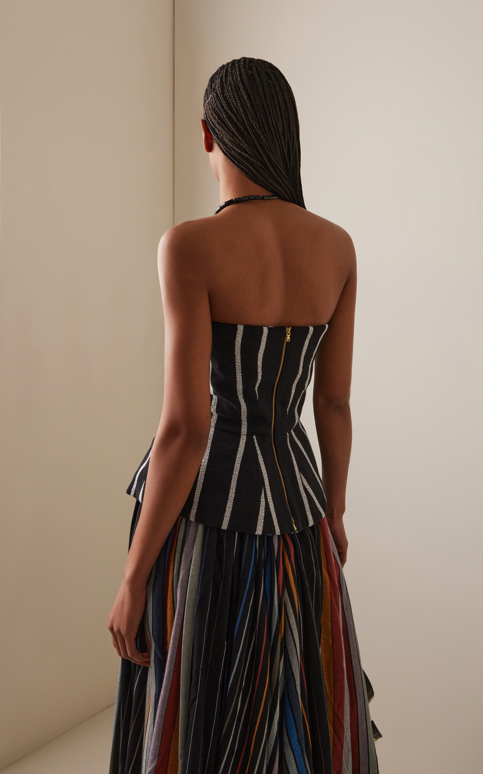The Striped Cotton Corset Top black/white - 4