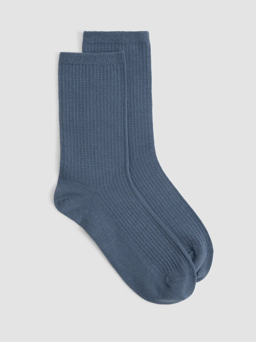 Cotton Waffle Blend Crew Sock - 1