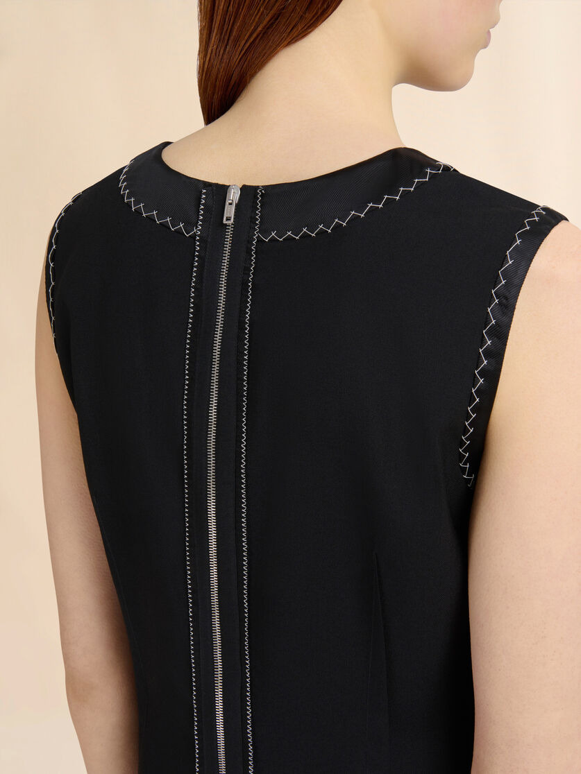 BLACK WOOL INSIDE-OUT DRESS - 5