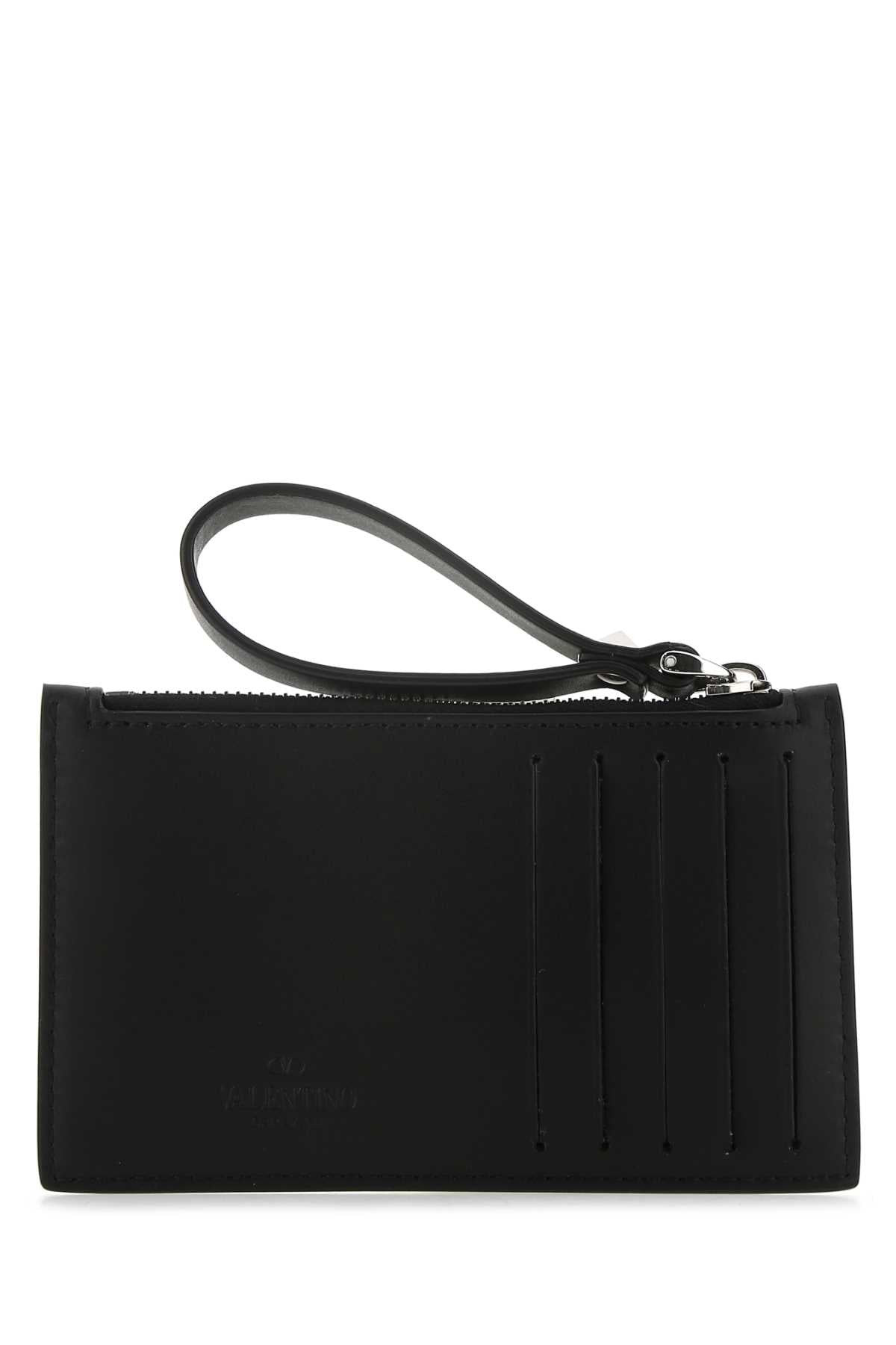 Valentino Garavani Men Black Leather Card Holder - 3
