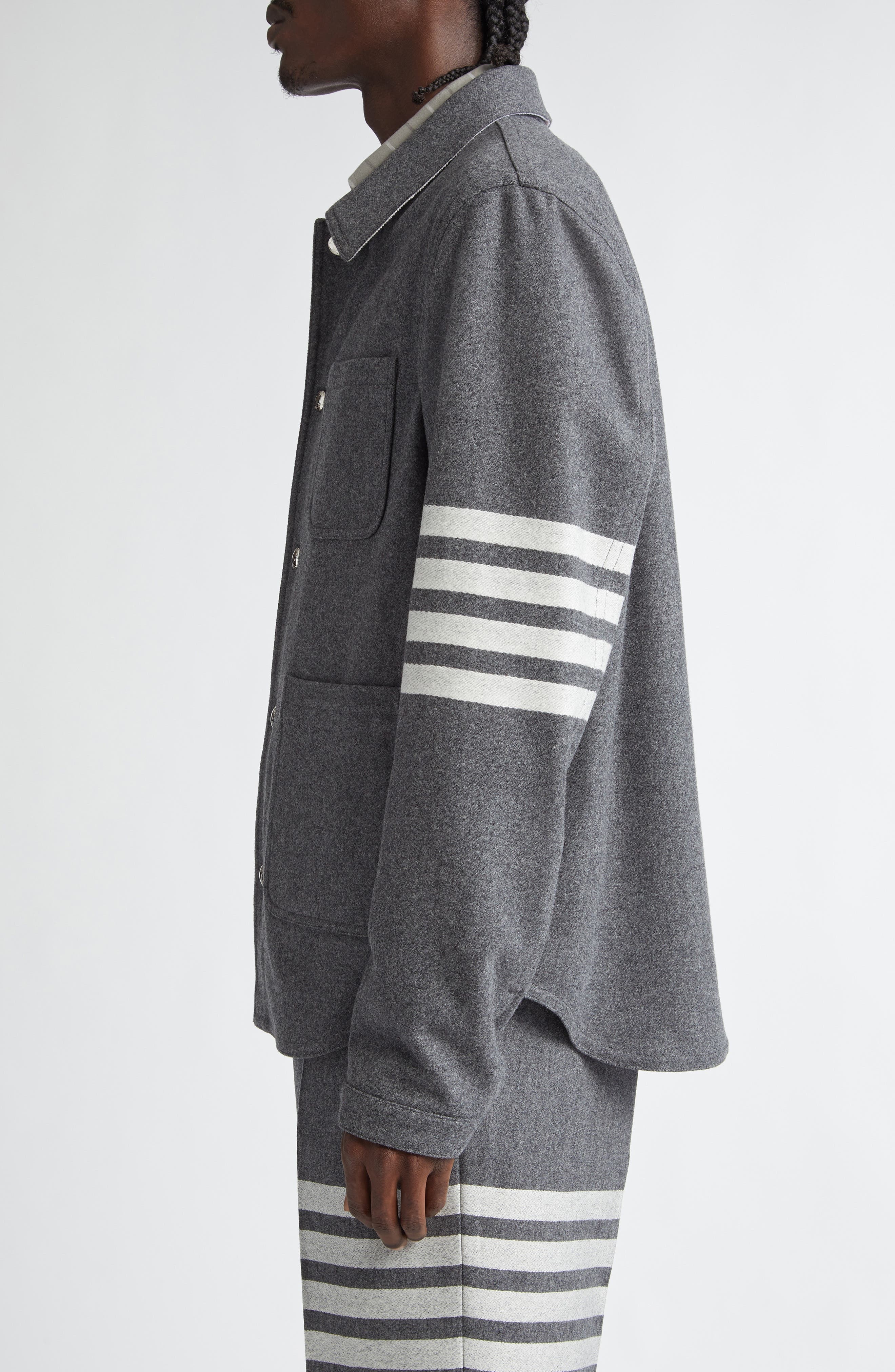 Thom Browne Wool & Cashmere Utility Jacket in Medium Grey at Nordstrom - 4