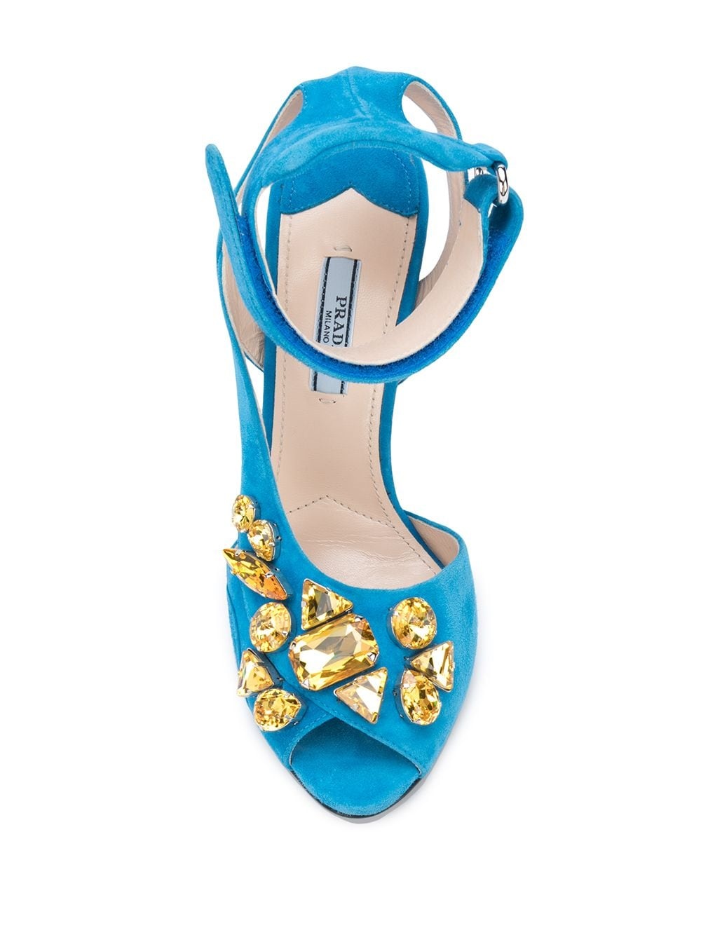 crystal-embellished peep toe sandals - 4