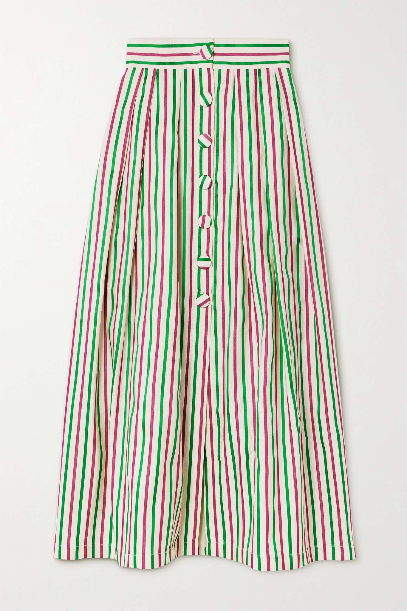 Irving pleated striped faille maxi skirt - 1