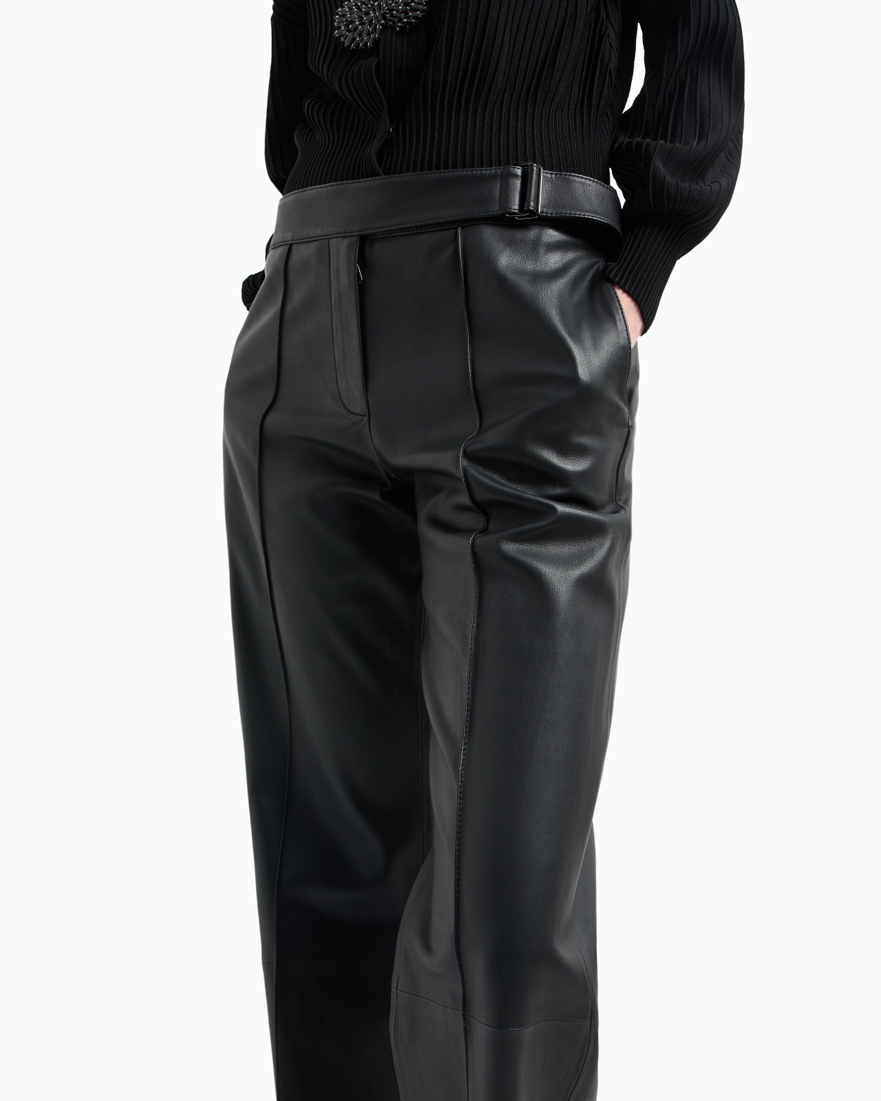 GLOVE-QUALITY LAMBSKIN NAPPA LEATHER PALAZZO TROUSERS - 5
