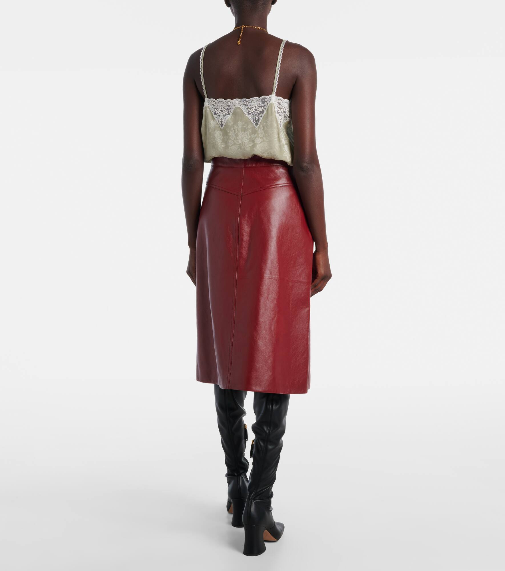 Leather midi skirt - 3