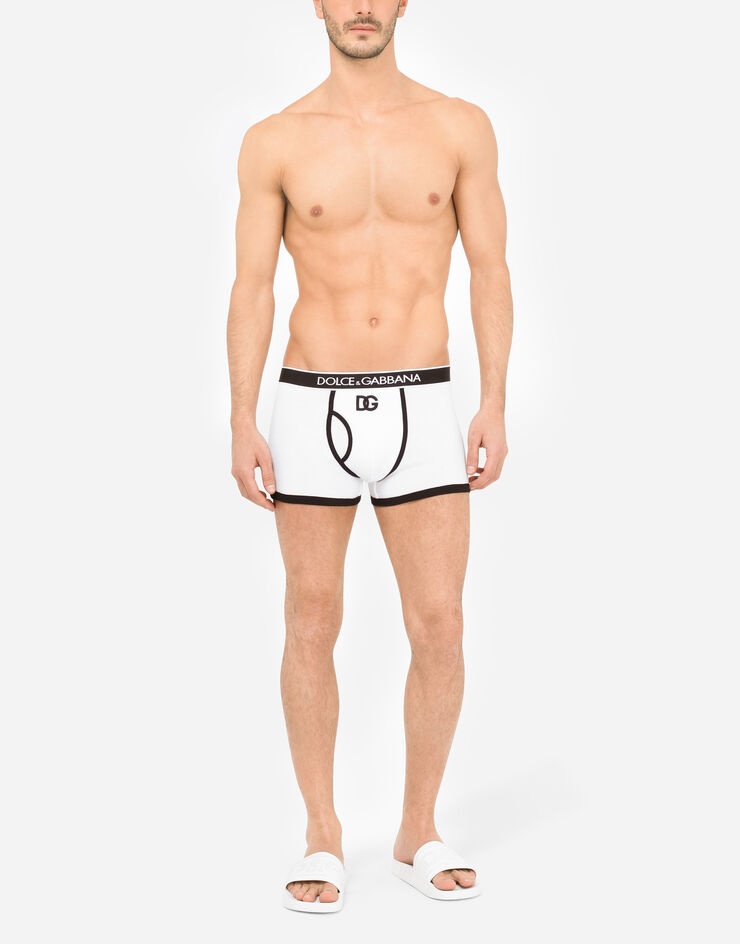 Fine-rib cotton boxers with DG patch - 2