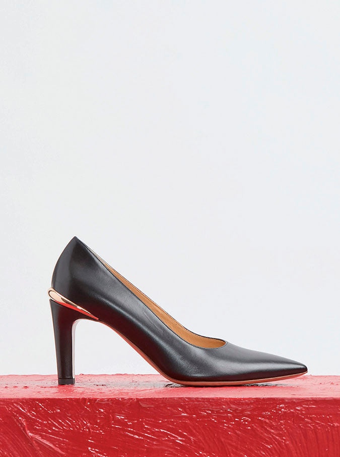 Edwina High Heel Stiletto Pump in Black Soft Leather - 5
