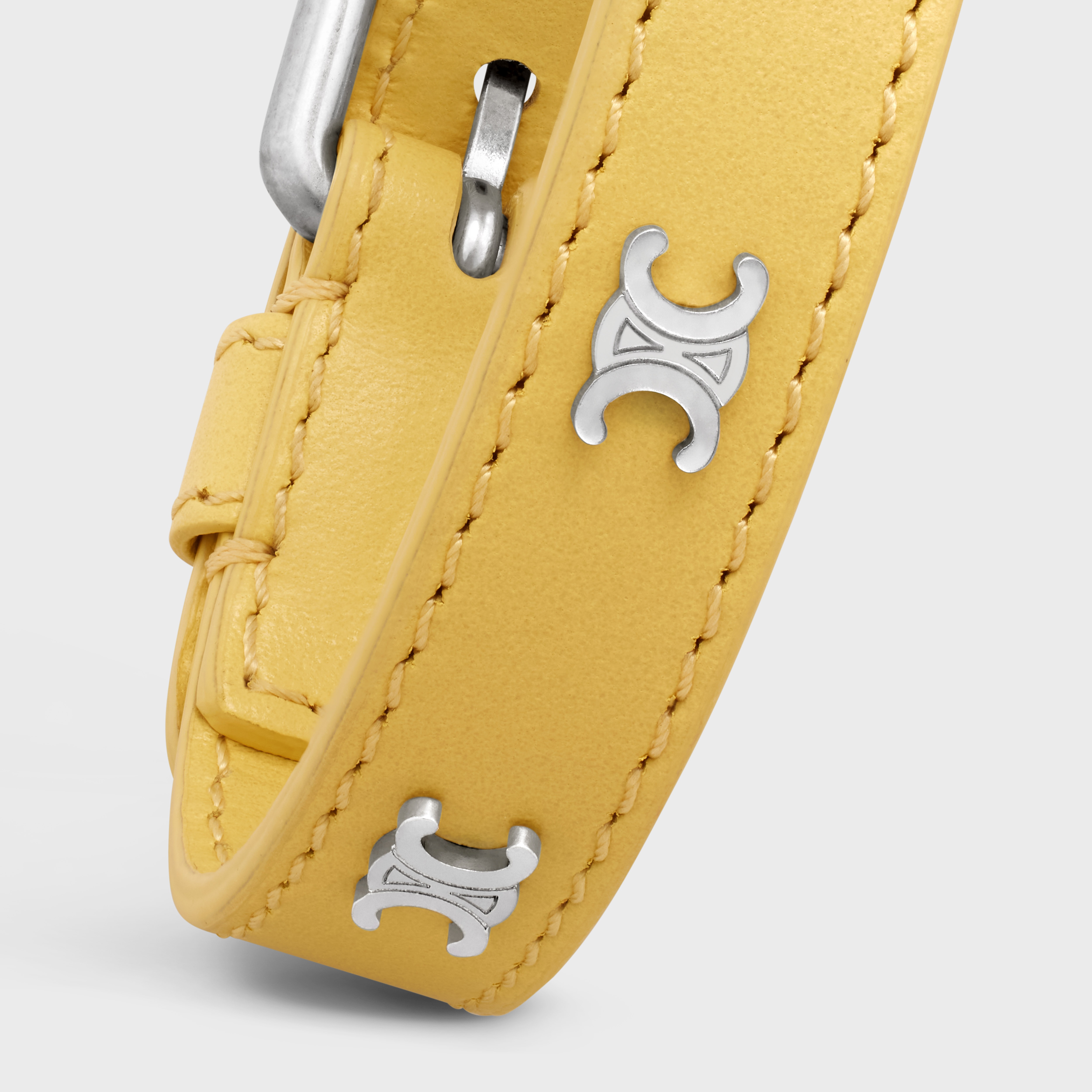 Triomphe Multi Leather Bracelet in Brass with Rhodium Finish and Calfskin - 4