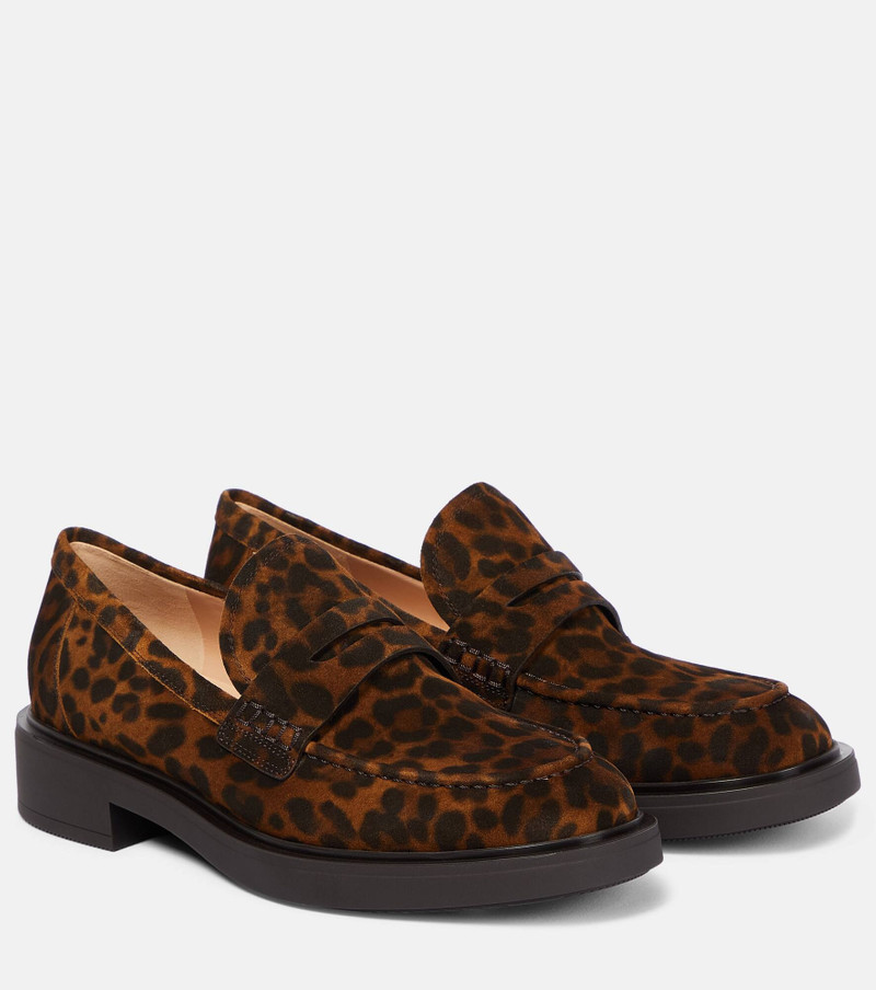 leopard-print leather loafers - 1