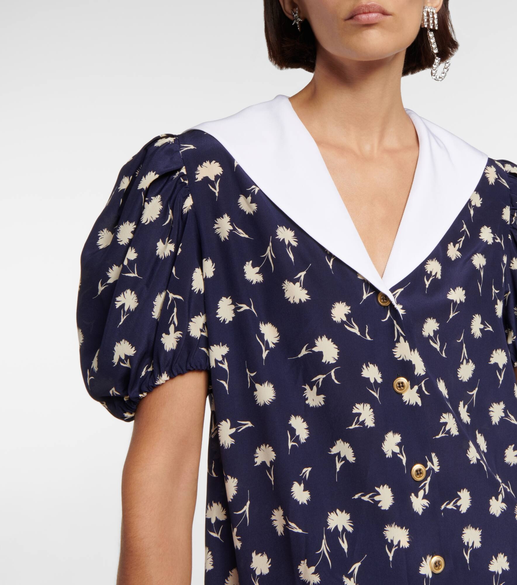 Floral silk crêpe de chine blouse - 4