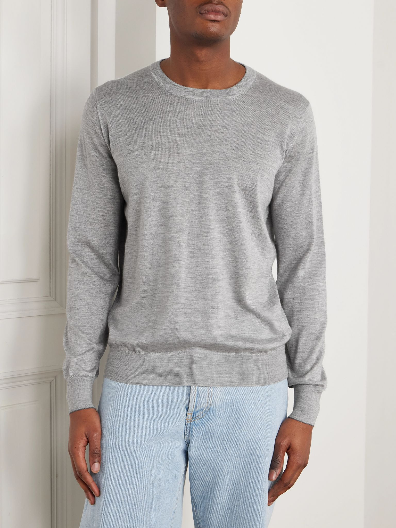 Cashmere and Silk-Blend Sweater Gray - 3