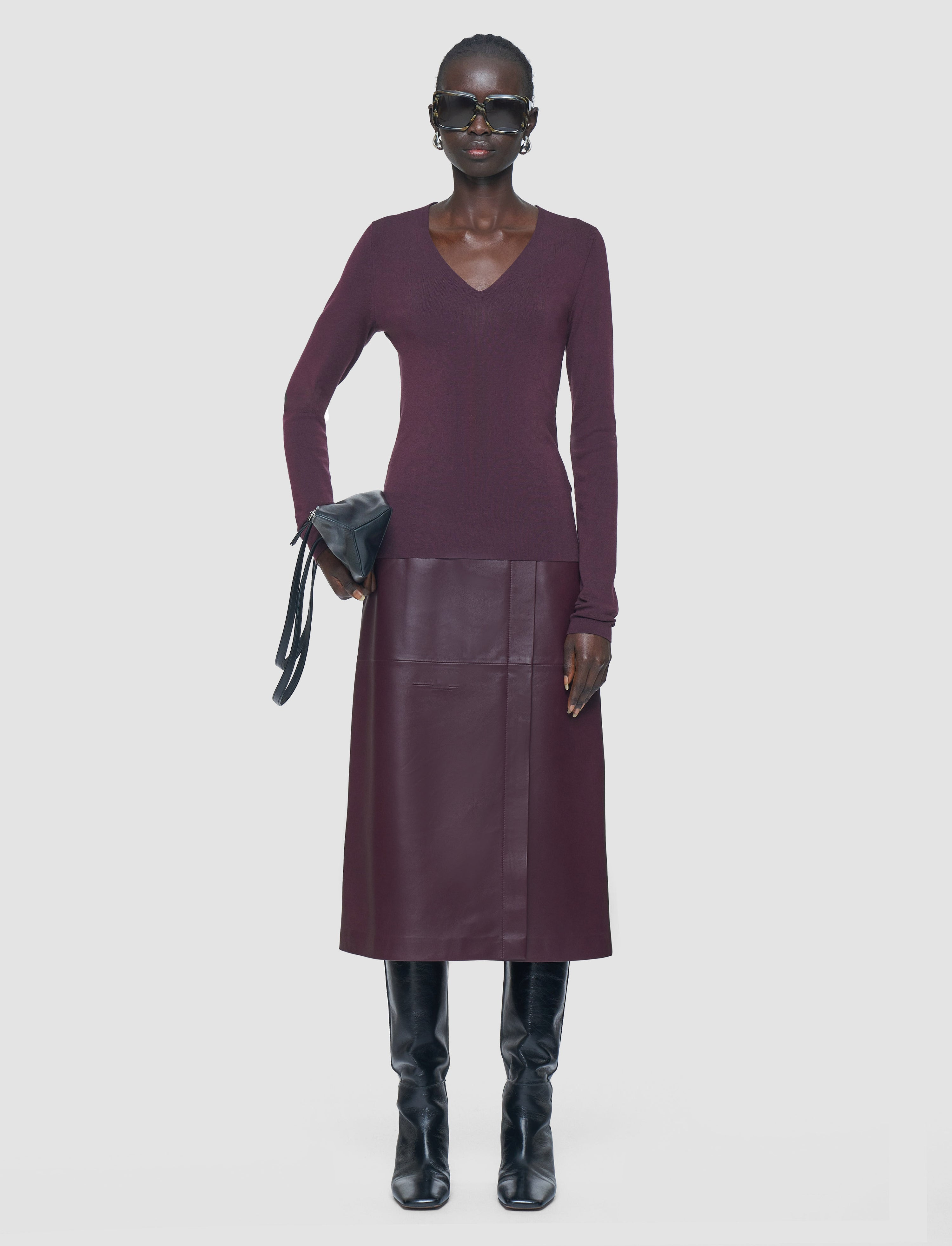 Silk Stretch V Neck Top - 2