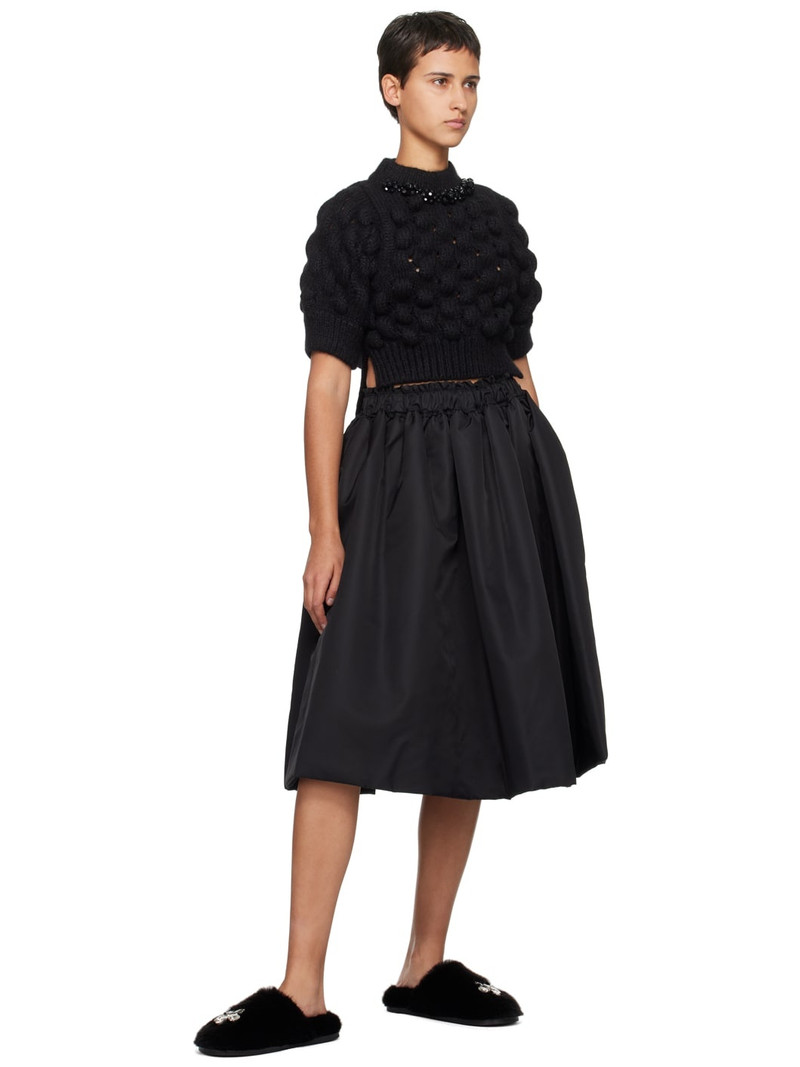 Simone Rocha Black Embellished Furry Slippers outlook