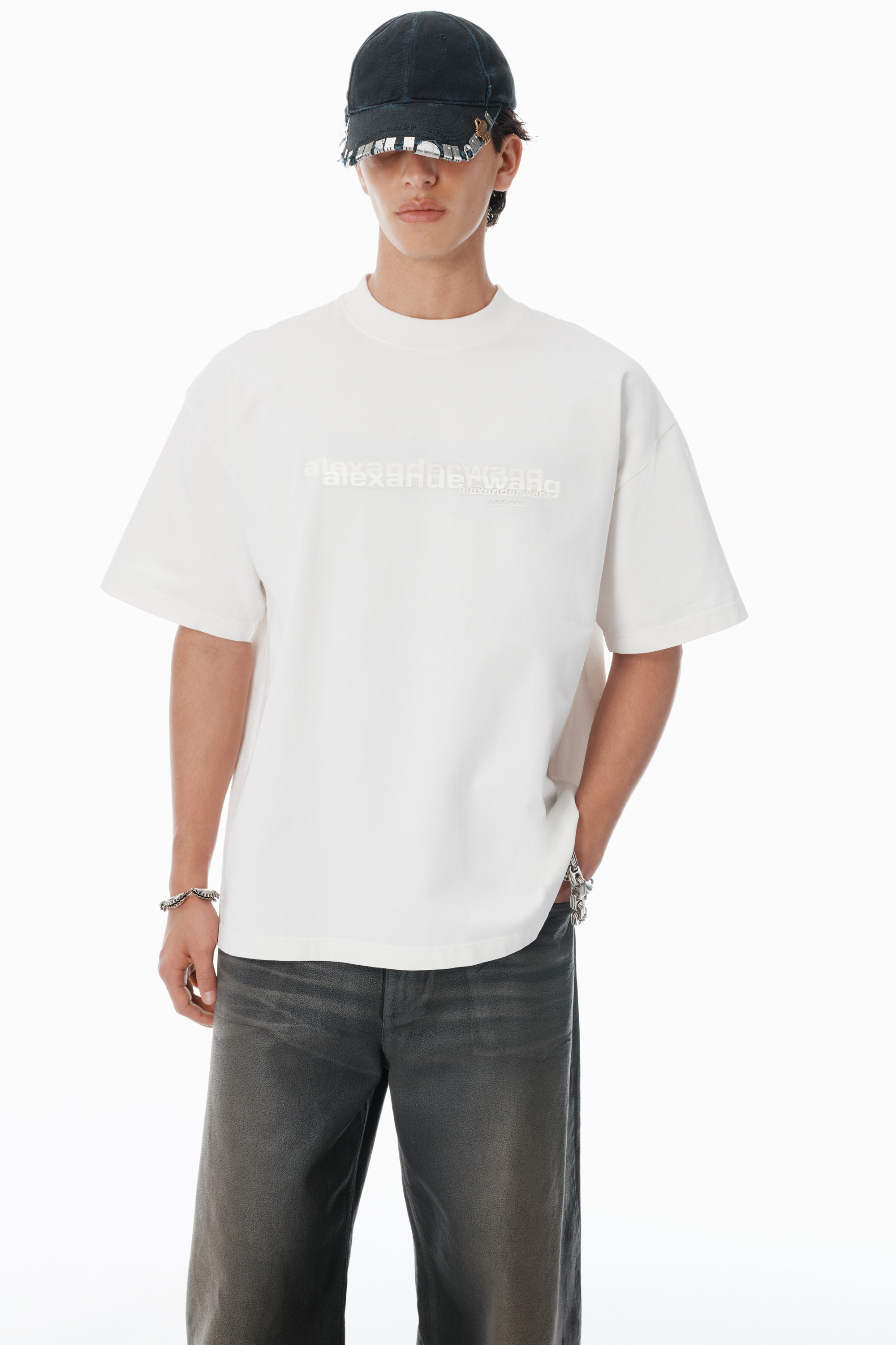 White Cotton Oversized Logo Tee - 3