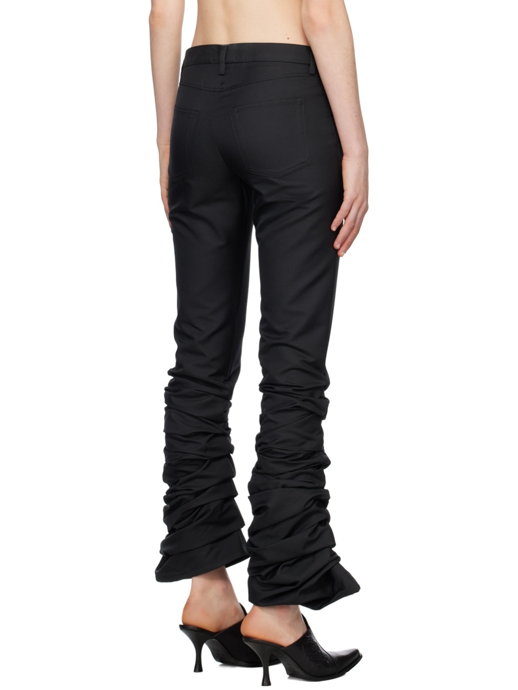 Black Gathered Trousers - 3