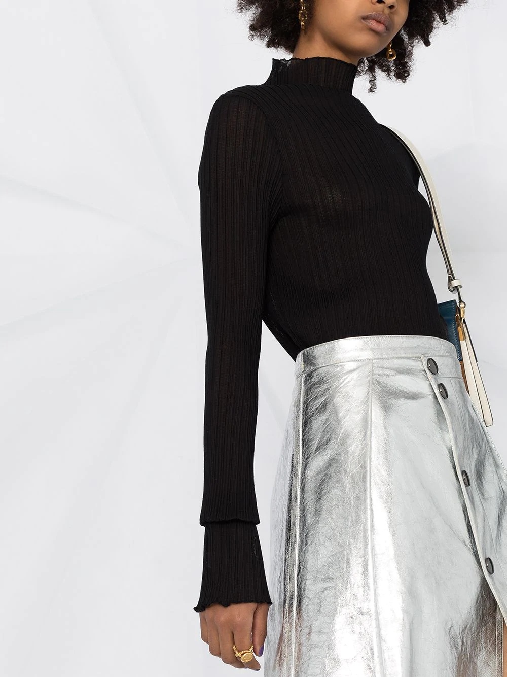 metallic A-line skirt - 3