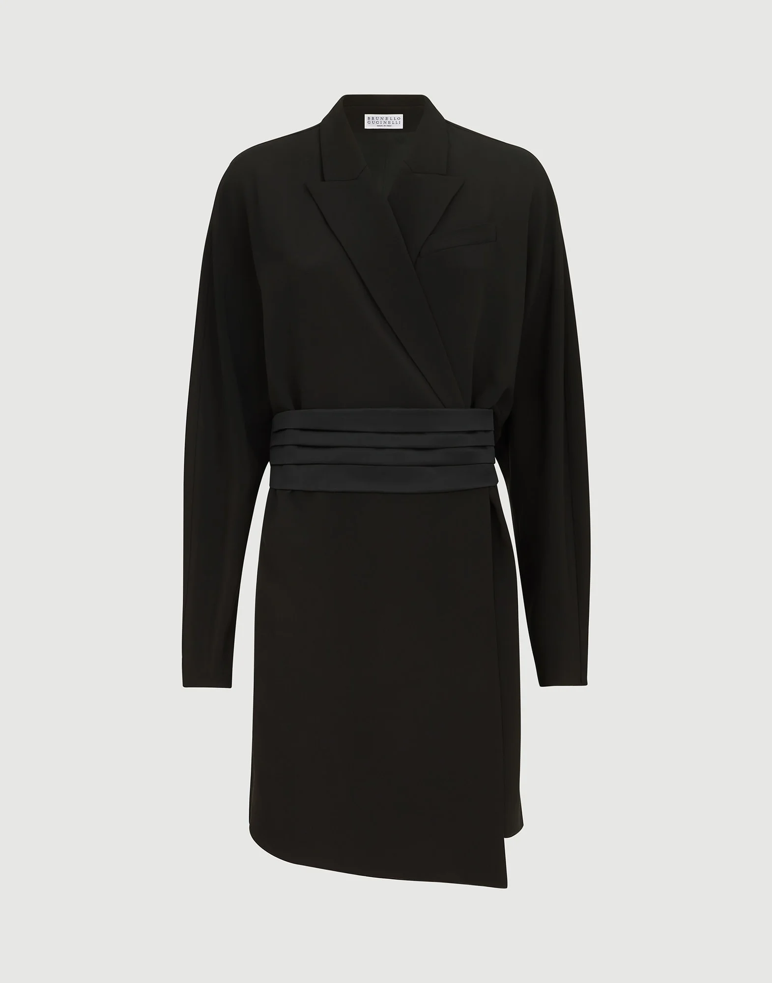 Silk and acetate crêpe cady tuxedo dress with monili - 1