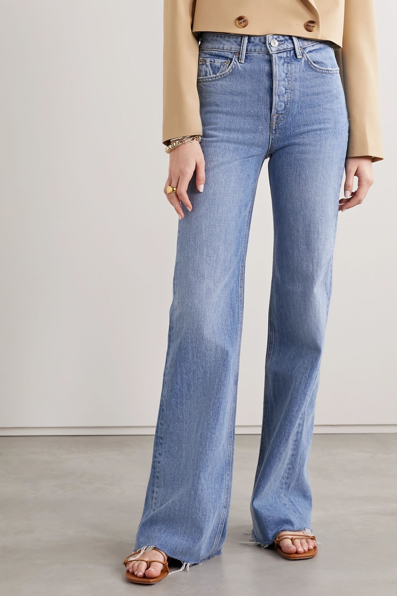 Carla frayed high-rise wide-leg jeans - 3