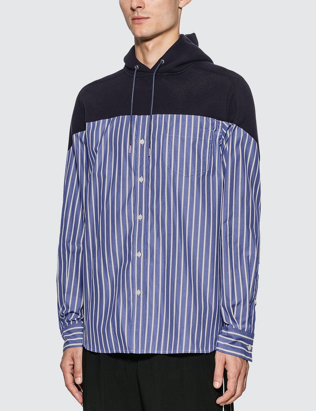 Striped Cotton Shirt Hoodie - 2