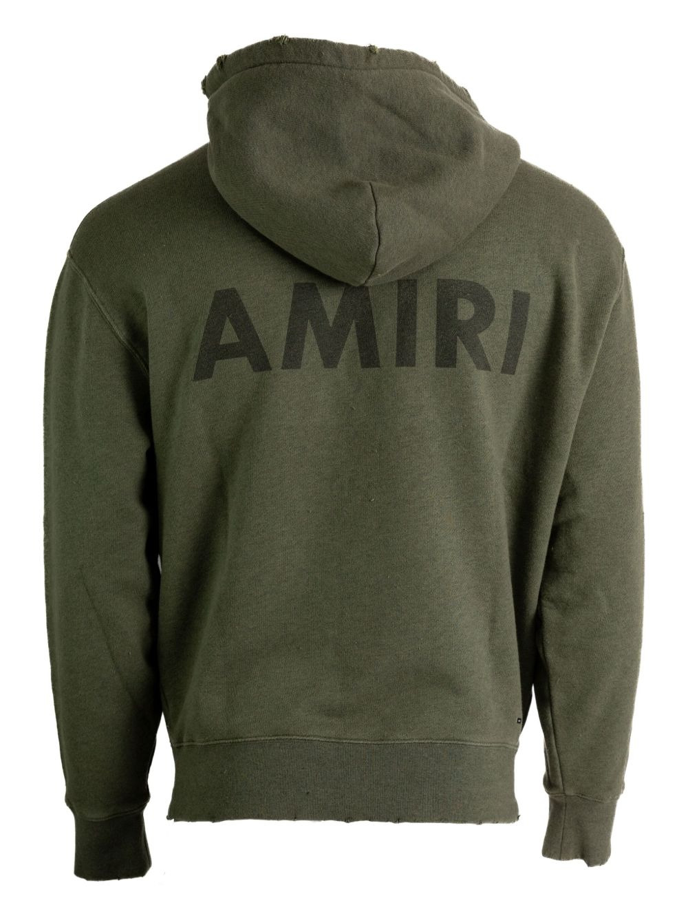 logo-detail frayed-hem hoodie - 2