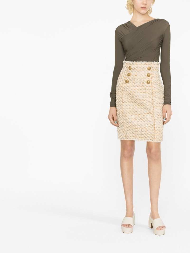 button-embellished tweed skirt - 2