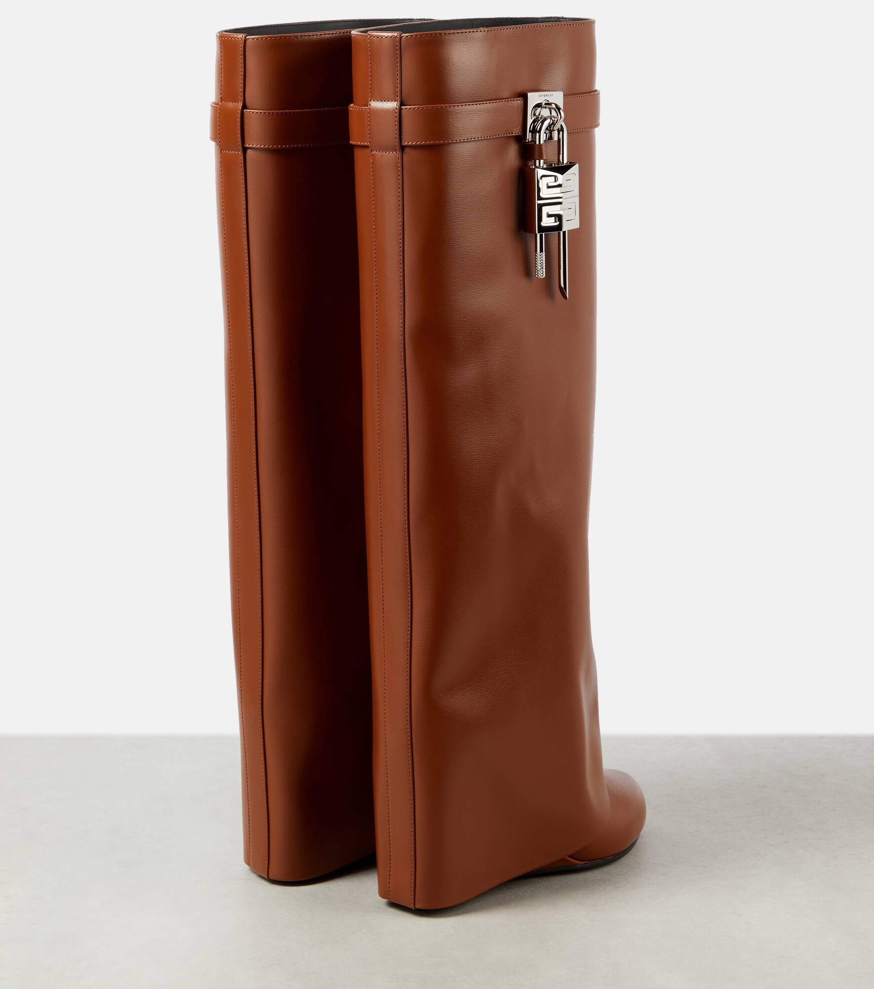 Shark Lock leather knee-high boots - 2