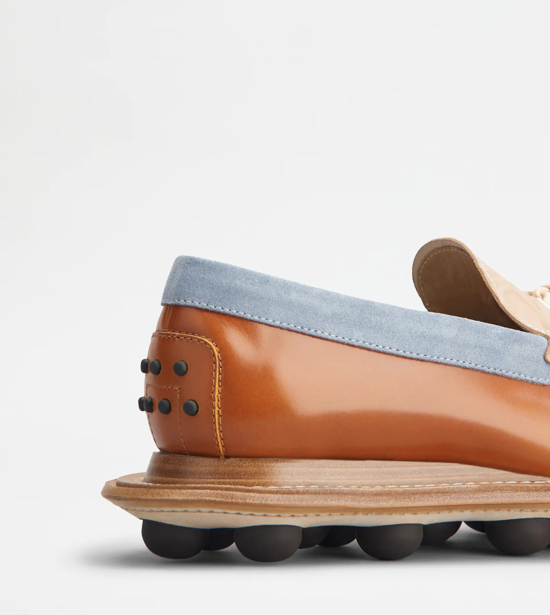 LOAFERS IN LEATHER - BROWN, BEIGE, LIGHT BLUE - 7