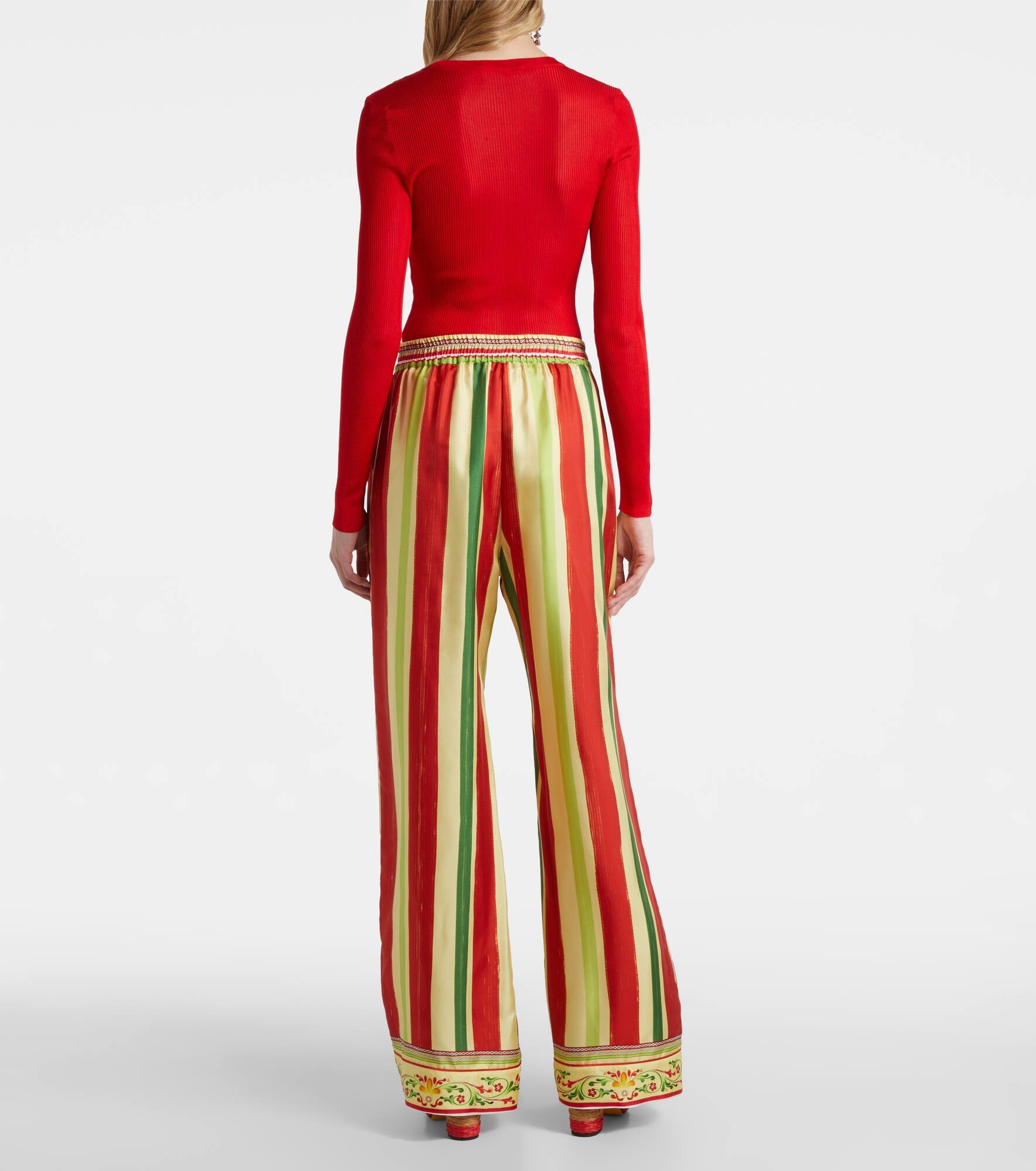 High-rise striped silk palazzo pants - 3
