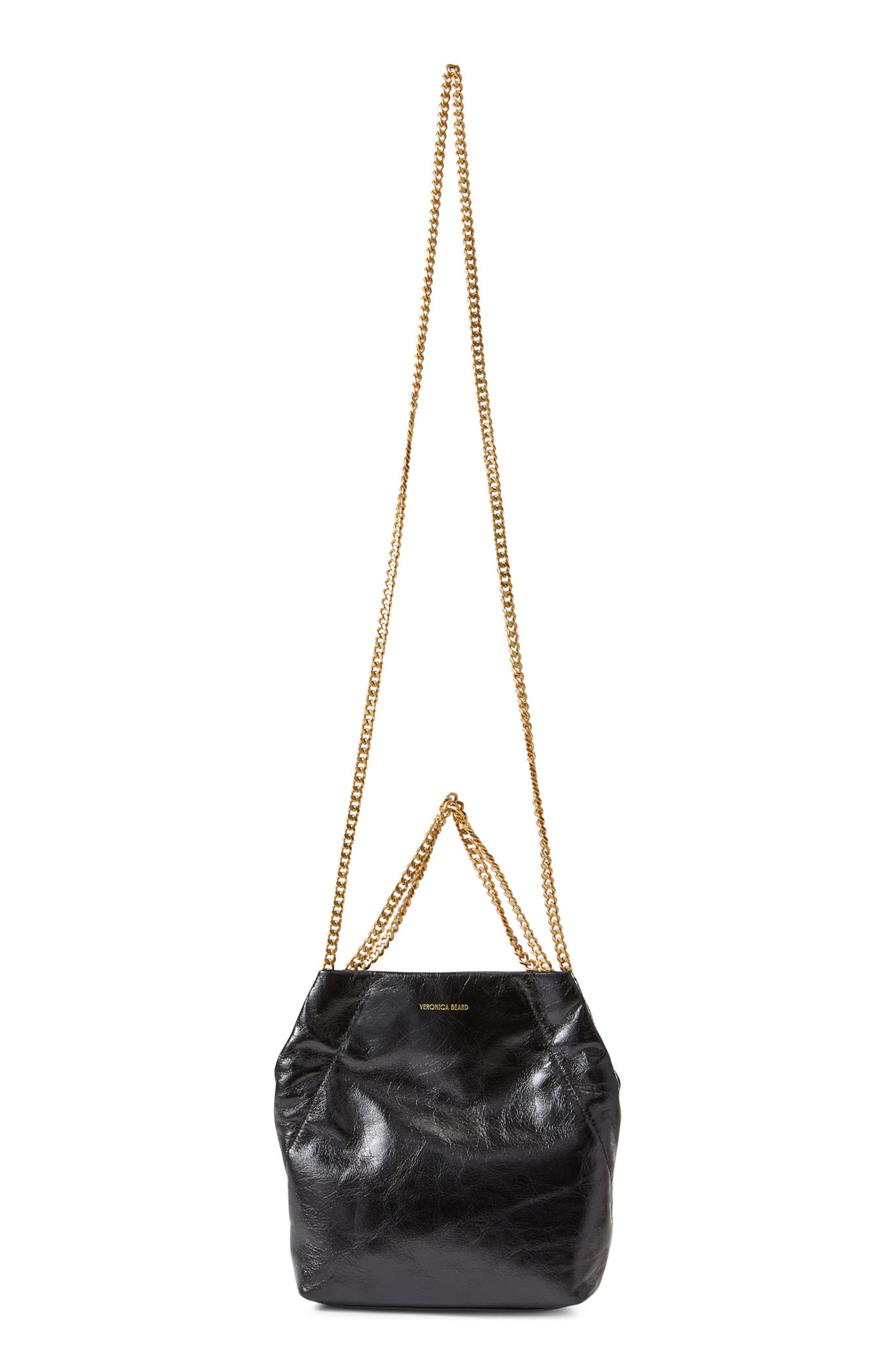 Veronica Beard Small Slouch Metallic Convertible Leather Shoulder Bag in Black at Nordstrom - 4
