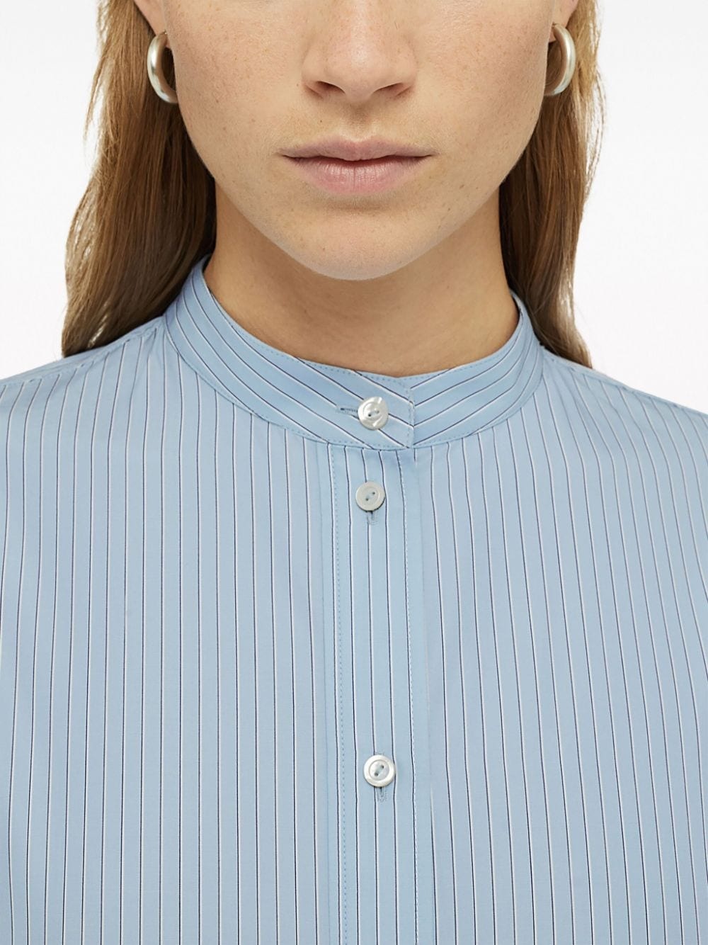 striped logo-patch cotton shirt - 5