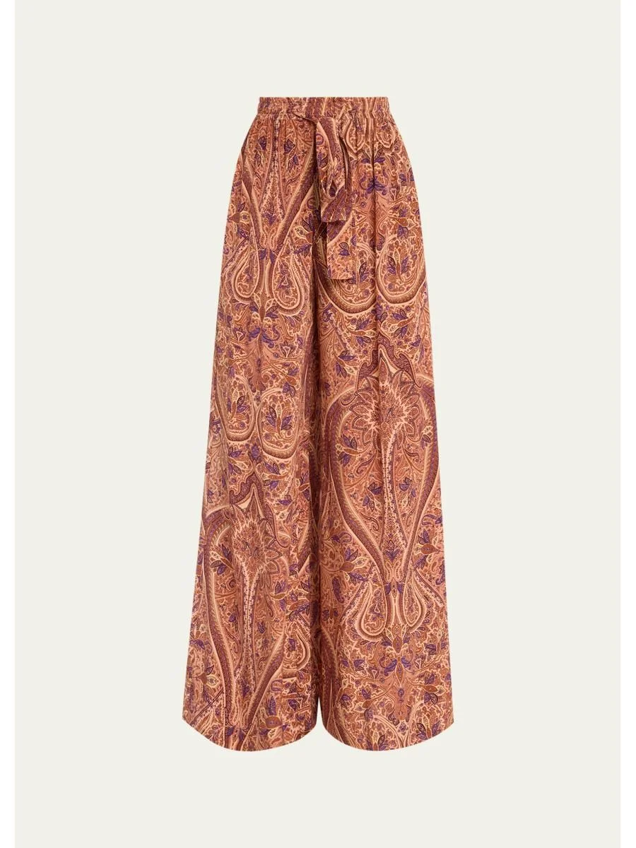 Sawyer High-Waist Wide-Leg Silk Pants - 1
