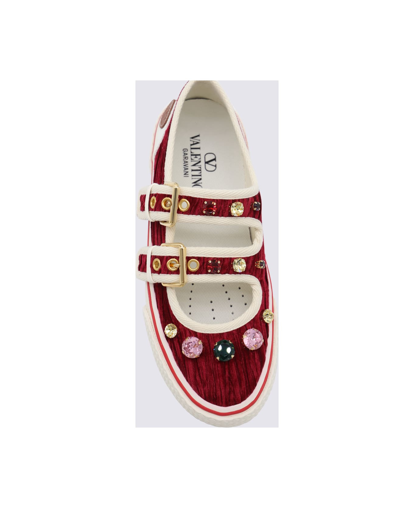 Burgundy And White Leather Sneakers - 4