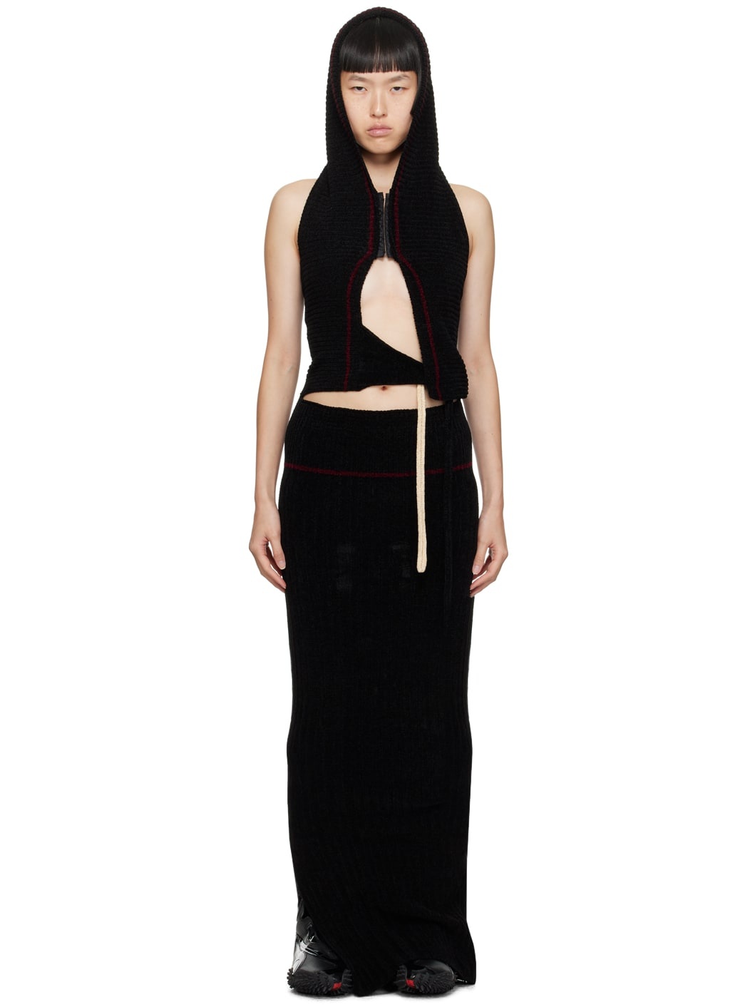 Black Hooded Maxi Dress - 1