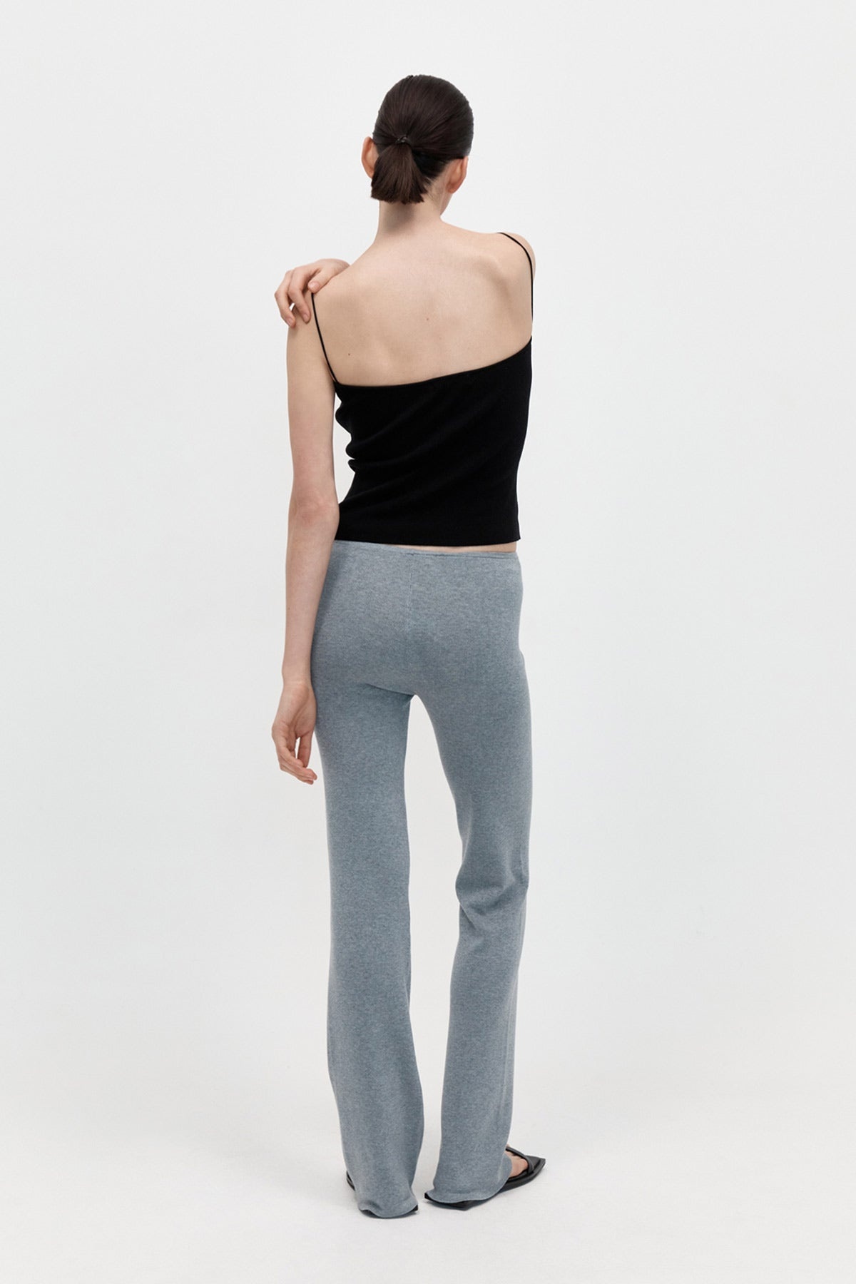 Low Waist Knit Pants - Grey Marle - 3