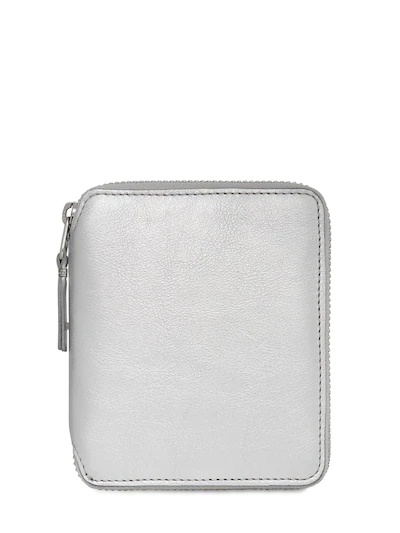 SILVER LEATHER ZIP-AROUND WALLET - 1