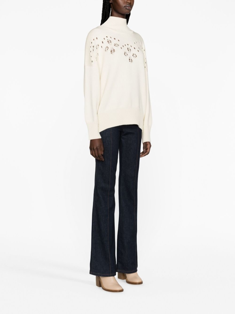 pointelle-knit wool jumper - 4